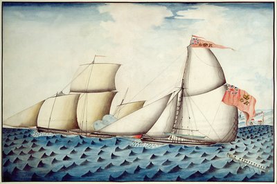 The Badger, Revenue Cutter tarafından Dört Kardeşin Yakalanması, c.1823 (kalem ve wc) by English School